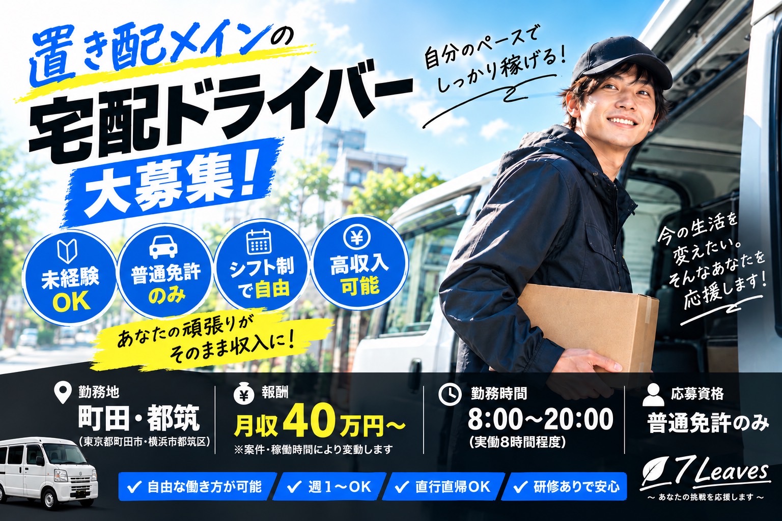 7Leaves株式会社の業務委託 軽貨物ドライバー 軽貨物運送業求人イメージ