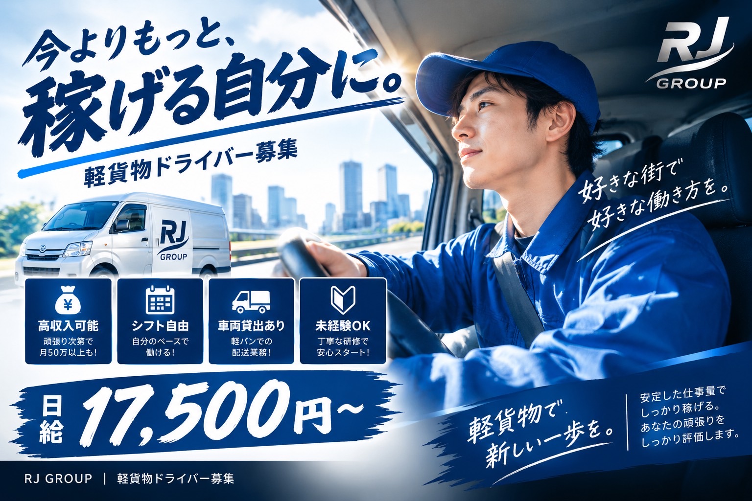 RJGROUPの業務委託 軽貨物ドライバー 軽貨物運送業求人イメージ